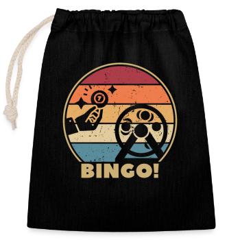 Retro Caller Daubers Amateur de bingo professionnel - Sac cadeau en coton avec cordon (25 x 30 cm) - noir - Devant