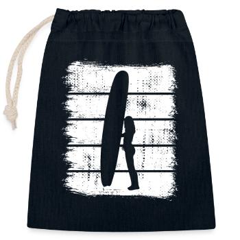 Surferin Design - Verschließbarer Geschenkbeutel aus Baumwolle (25x30cm) - Navy - Vorne