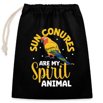 Favorite animal - Sun parakeet - Closable cotton gift bag (25x30cm) - black - Front