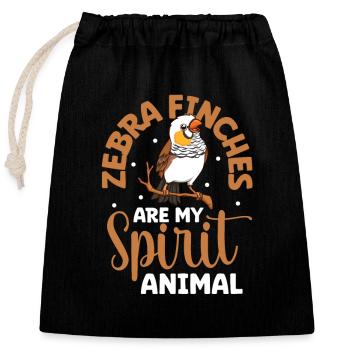 Favourite animal - Zebra finch - Closable cotton gift bag (25x30cm) - black - Front