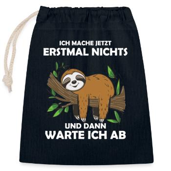 Lustiges Faultier, keine Lust - Verschließbarer Geschenkbeutel aus Baumwolle (25x30cm) - Navy - Vorne