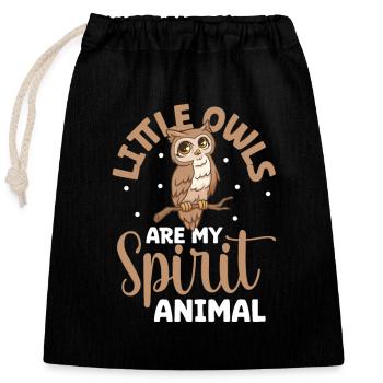 Animal préféré - La chouette chevêche - Sac cadeau en coton avec cordon (25 x 30 cm) - noir - Devant