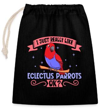 I love my parrot - Closable cotton gift bag (25x30cm) - black - Front