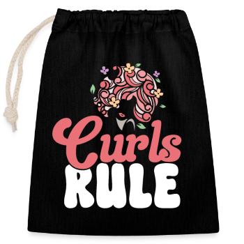 Curly Hair Afro Curls Natural Hair - Closable cotton gift bag (25x30cm) - black - Front