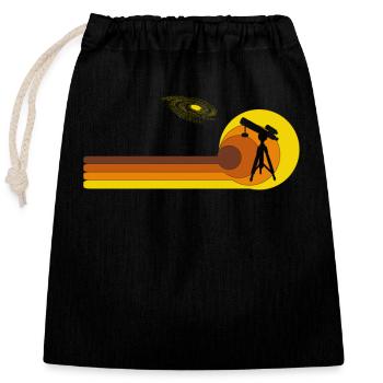 Jumelles Télescope Astrophysique Planètes Années 70 - Sac cadeau en coton avec cordon (25 x 30 cm) - noir - Devant
