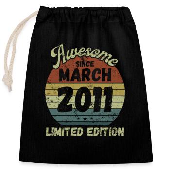 Awesome since March 2011 - Birthday - Closable cotton gift bag (25x30cm) - black - Front