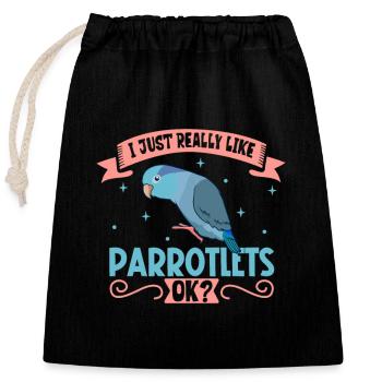I love my sparrow parrot - Closable cotton gift bag (25x30cm) - black - Front