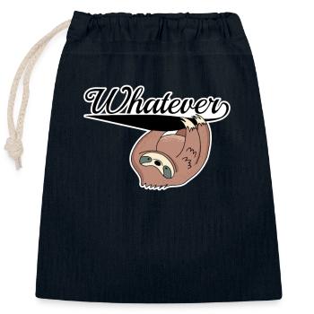Sloth Whatever Funny Lazy Animal Low Energy Humor - Closable cotton gift bag (25x30cm) - navy - Front