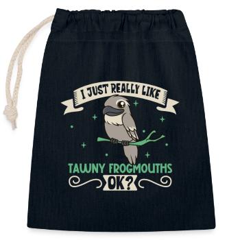 I love my Tawny Frogmouth - Closable cotton gift bag (25x30cm) - navy - Front