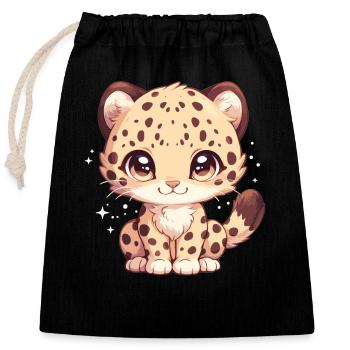 Leoparden Leopard - Closable cotton gift bag (25x30cm) - black - Front