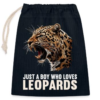 Leoparden Leopard - Closable cotton gift bag (25x30cm) - navy - Front