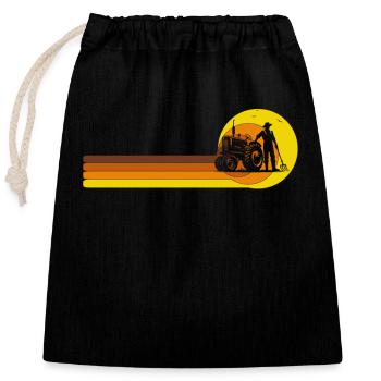 Ferme agricole agricole des années 70 Vintage - Sac cadeau en coton avec cordon (25 x 30 cm) - noir - Devant
