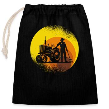 Ferme agricole agricole des années 70 Vintage - Sac cadeau en coton avec cordon (25 x 30 cm) - noir - Devant