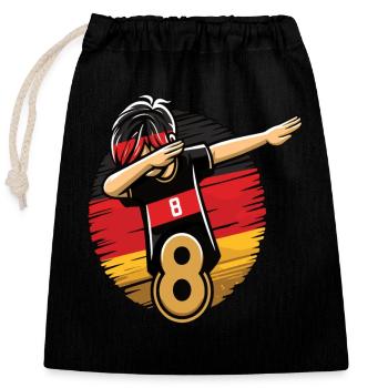 8 Years Boy Soccer Black Red Gold - Closable cotton gift bag (25x30cm) - black - Front
