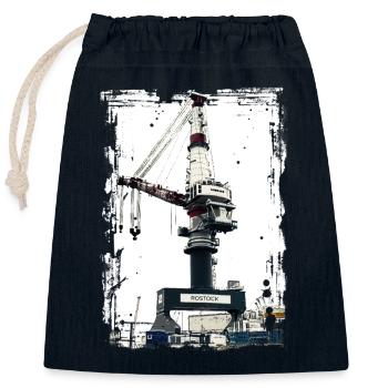 Rostock Port Liebherrr Crane - Closable cotton gift bag (25x30cm) - navy - Front