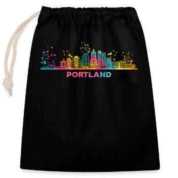 Portlander Skyline Portland - Verschließbarer Geschenkbeutel aus Baumwolle (25x30cm) - Schwarz - Vorne