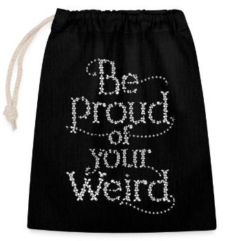 Be Yourself, proud - Closable cotton gift bag (25x30cm) - black - Front