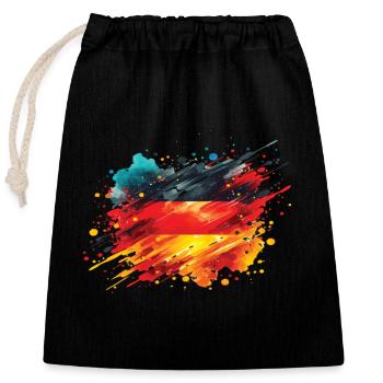 Flag Germany Flag for Sport Fan - Closable cotton gift bag (25x30cm) - black - Front