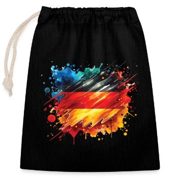 Flag Germany Flag for Sport Fan - Closable cotton gift bag (25x30cm) - black - Front