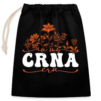 In My CRNA Era Floral Motif - Closable cotton gift bag (25x30cm) - black - Front