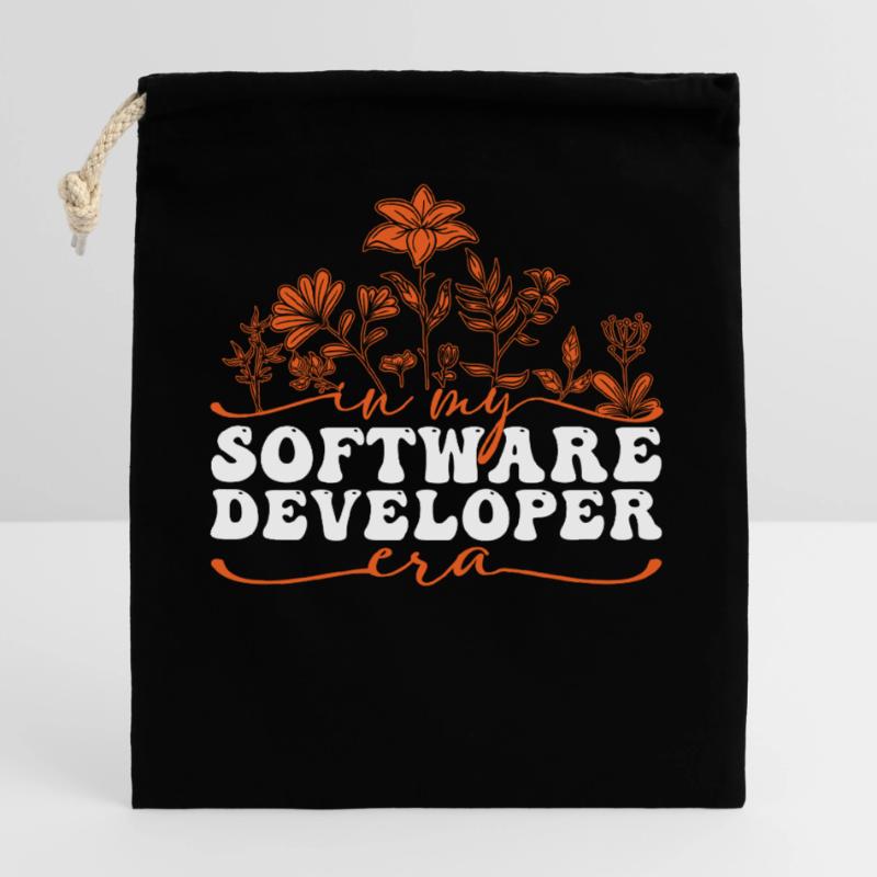In My Software Developer Era: Blumen und Code Verschließbarer Geschenkbeutel aus Baumwolle (25x30cm)