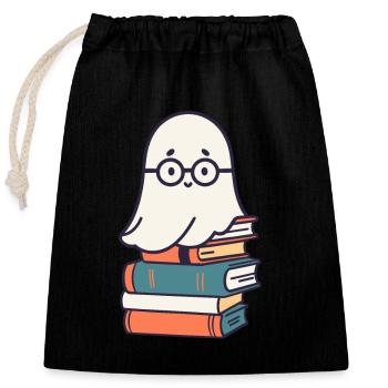 Lesendes Halloween Gespenst Kleiner Bücher Geist - Verschließbarer Geschenkbeutel aus Baumwolle (25x30cm) - Schwarz - Vorne
