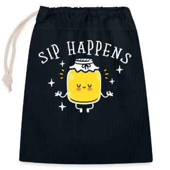 Sip Happens Kombucha Lover - Closable cotton gift bag (25x30cm) - navy - Front