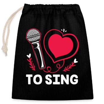 Karaoke - Verschließbarer Geschenkbeutel aus Baumwolle (25x30cm) - Schwarz - Vorne