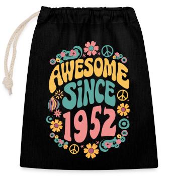 Awesome Since 1952 Flowers Hippie Born Year 1952 - Closable cotton gift bag (25x30cm) - black - Front