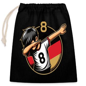 8 Years Boy Soccer Black Red Gold - Closable cotton gift bag (25x30cm) - black - Front