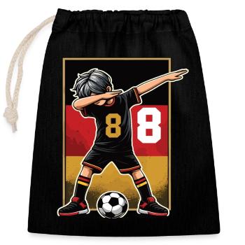 8 Years Boy Soccer Black Red Gold - Closable cotton gift bag (25x30cm) - black - Front