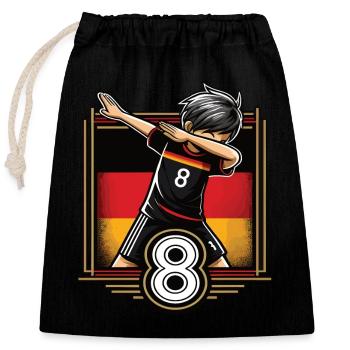 8 Years Boy Soccer Black Red Gold - Closable cotton gift bag (25x30cm) - black - Front