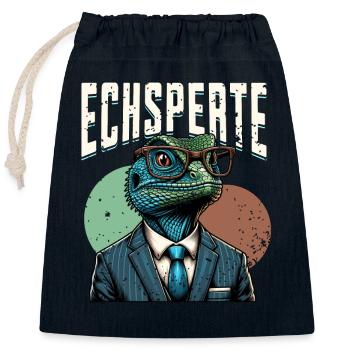 Echsperte Eidechse - Verschließbarer Geschenkbeutel aus Baumwolle (25x30cm) - Navy - Vorne
