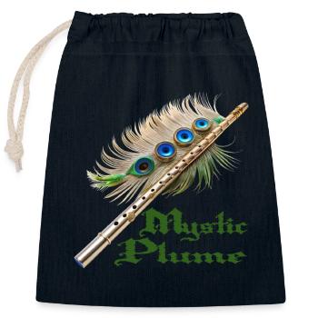 PLUME DE FLÛTE, PLUME MYSTIQUE - Sac cadeau en coton avec cordon (25 x 30 cm) - bleu marine - Devant