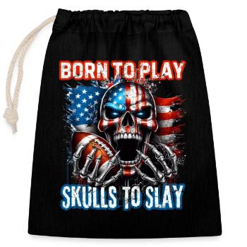 Patriotisches Totenkopf-Design American Football - Verschließbarer Geschenkbeutel aus Baumwolle (25x30cm) - Schwarz - Vorne