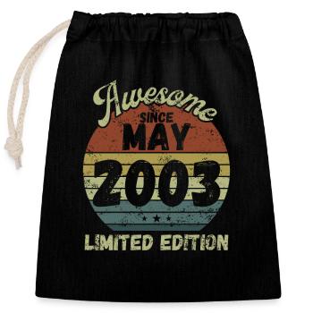 Awesome since May 2003 - Birthday - Closable cotton gift bag (25x30cm) - black - Front