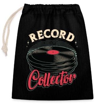 Vinyl Records Collector Disc Jockey Retro Music - Verschließbarer Geschenkbeutel aus Baumwolle (25x30cm) - Schwarz - Vorne