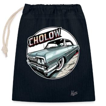 Cholow Klassiker: Oldtimer Lowrider-Auto - Verschließbarer Geschenkbeutel aus Baumwolle (25x30cm) - Navy - Vorne