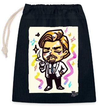 Little Leonardo : Gentleman with a Pipe - Sac cadeau en coton avec cordon (25 x 30 cm) - bleu marine - Devant