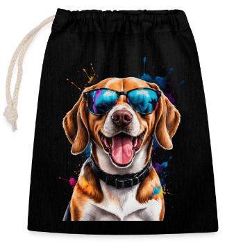 Beagle Sonnenbrille Hund Lustig Tier Design Print - Verschließbarer Geschenkbeutel aus Baumwolle (25x30cm) - Schwarz - Vorne