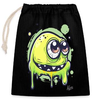 Funny Slime Monster - Closable cotton gift bag (25x30cm) - black - Front