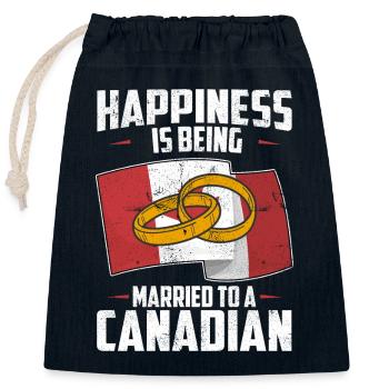 Canada Marriage Canadian Married Flag Wedded - Verschließbarer Geschenkbeutel aus Baumwolle (25x30cm) - Navy - Vorne