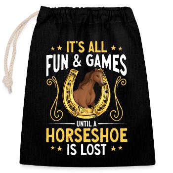 Farrier Horseshoe Horseshoeing - Closable cotton gift bag (25x30cm) - black - Front