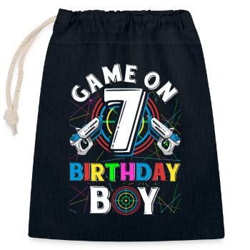 Lasertag Game On 7 Birthday Boy Indoor Laser Tag - Verschließbarer Geschenkbeutel aus Baumwolle (25x30cm) - Navy - Vorne