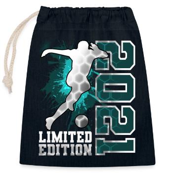 2021 Fußball Limited Edition Geburtstag - Verschließbarer Geschenkbeutel aus Baumwolle (25x30cm) - Navy - Vorne