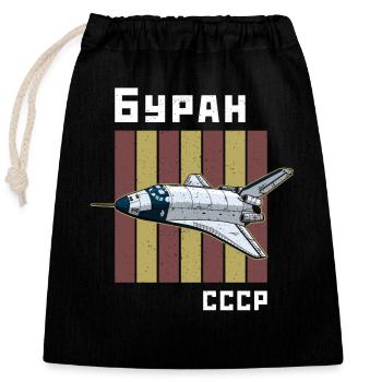 Buran Weltraum Energia Kosmodrom Rakete - Verschließbarer Geschenkbeutel aus Baumwolle (25x30cm) - Schwarz - Vorne