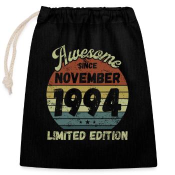 Awesome since November 1994 - Birthday - Closable cotton gift bag (25x30cm) - black - Front