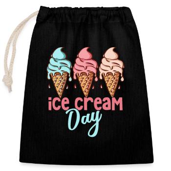 Ice Cream Day Cone Scoop Summer - Closable cotton gift bag (25x30cm) - black - Front