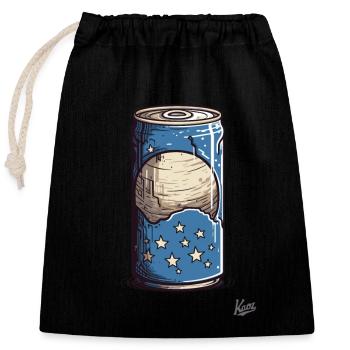 Beverage can with moon and stars flavor - Closable cotton gift bag (25x30cm) - black - Front