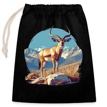 Antelope Antilopen Antilope - Closable cotton gift bag (25x30cm) - black - Front